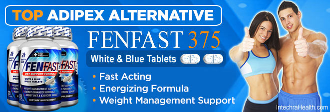 Best Adipex Alternative: FENFAST 375 Fast acting energizing formula - white and blue tablets